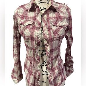 SO Pink Button Flannel